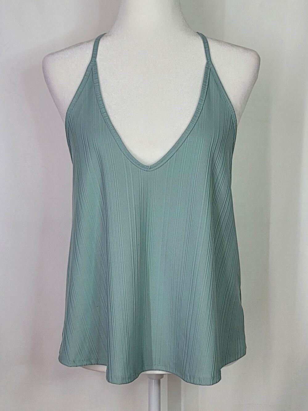 Intimately FREE PEOPLE Light Green Ribbed Flowy Tank Top Size Small Oversized